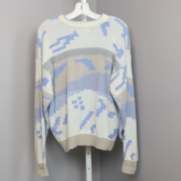 Vintage Saturdays Abstract Knit Sweater | 90s Pastel Graphic Pullover | Men’s M - Picture 2 of 6